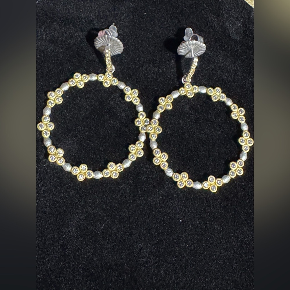 Brooklyn in Bloom Station Open Hoop Earrings Silver and Gold
